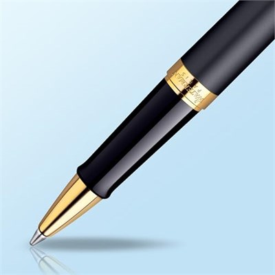 Waterman Hemisphere Mat Siyah Altın Tasarımlı Roller Kalem, Ince Uç, Siyah Mürekkep