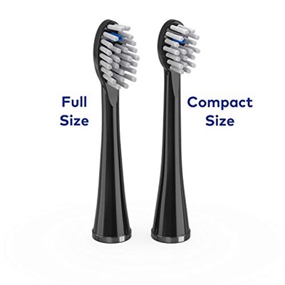 Waterpik Sonic-Fusion Diş Fırçası SFFB-2EB için Kapaklı Tam Boy Yedek Fırça Başlıkları 2 Adet Siyah