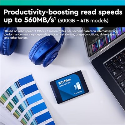 WD Blue SA510 SATA SSD 1 TB 2,5 inç (560 MB/sye kadar okuma, 520 MB/sye kadar yazma, PC/dizüstü bilgisayar için yükseltme, Dropbox Professional, Western Digital SSD Dashboar - Seçenekler: 1 TB, 4 TB