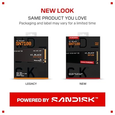 WD_Black SN7100 1TB NVMe SSD, M.2 2280 okuma hızı/yazma hızı 7250/6900 MB/sye kadar, Next Gen TLC 3D NAND, WD_Black Dashboard, dizüstü bilgisayarlar ve oyun el bilgisayarları için geliştirilmiştir
