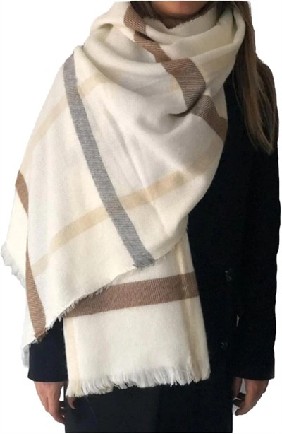 Wearflawless Çizgi Desenli Ekose Kalın Atkı-1