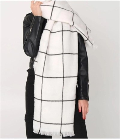 Wearflawless Çizgi Desenli Ekose Kalın Atkı-1