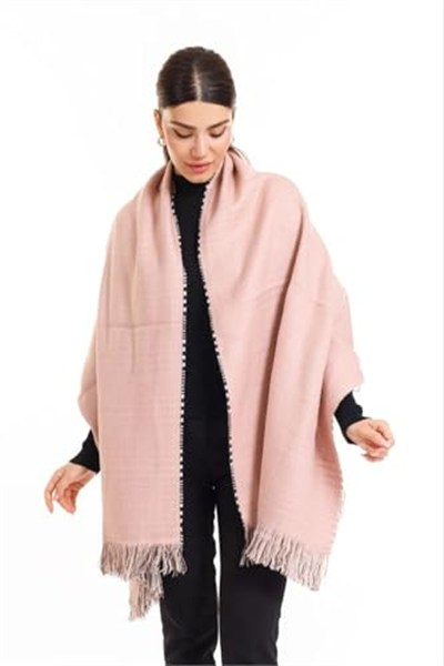 Wearflawless Ekose Desenli Yün Dokulu Çift Taraflı Atkı Şal pudra Tek Ebat