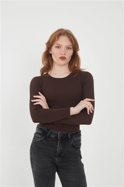 Wearflawless Kadın 2 Li Bisiklet Yaka Uzun Kollu Fitilli Bluz Set