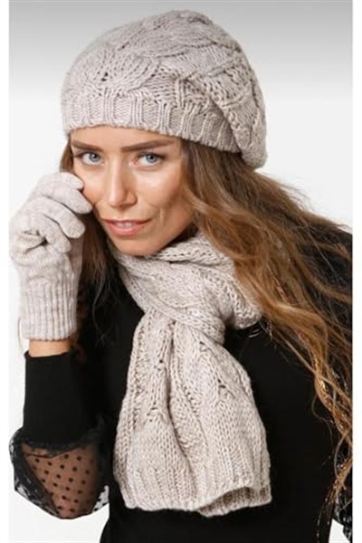 Wearflawless Kadın Kışlık 3lü Atkı, Bere ve Eldiven Takımı-1