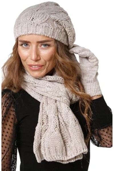 Wearflawless Kadın Kışlık 3lü Atkı, Bere ve Eldiven Takımı-1