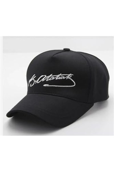 Wearflawless Unısex Kemal Atatürk Şapka Atatürk İmzalı Şapka Siyah Standart