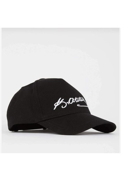Wearflawless Unısex Kemal Atatürk Şapka Atatürk İmzalı Şapka Siyah Standart