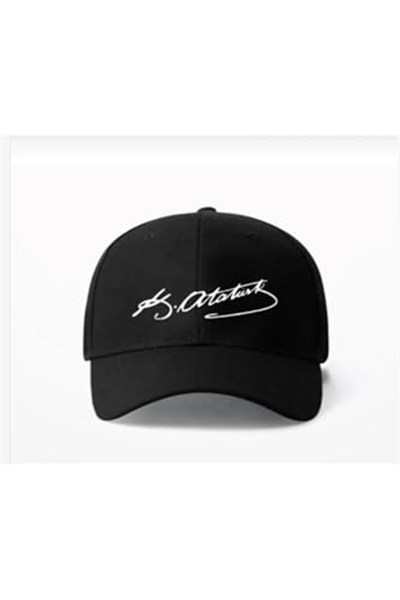 Wearflawless Unısex Kemal Atatürk Şapka Atatürk İmzalı Şapka Siyah Standart