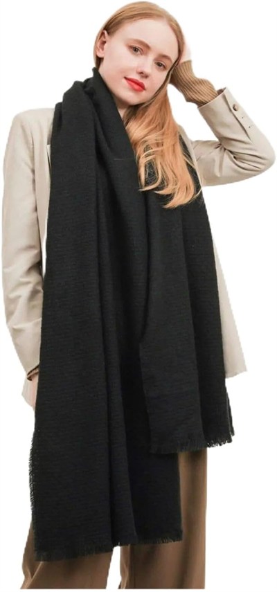 Wearflawless Unisex Sade Kalın Yumuşak Siyah Atkı siyah Tek Ebat
