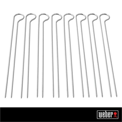Weber Çift şiş seti (30 cm uzunluğunda), 8 adet, karides, sebze veya et sabitlemek için ideal, ızgara yapılan yiyecekleri kolayca çevirin, bulaşık makinesinde yıkanabilir - gümüş (6320)