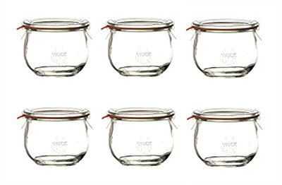 Weck Hava Geçirmez Clip-Close Kapalı Tulip 580 Ml Kapaklı Kap 100 Mm, 6 Adet, Cam, Şeffaf, 6
