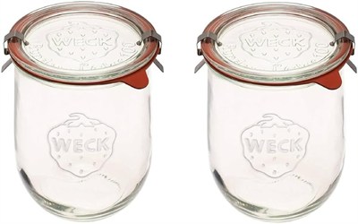 Weck Lale Kavanozları 1 Litre - Geniş Ağızlı Büyük Ekşi Hamur Başlangıç Kavanozları - Konserve ve Saklama için Uygun - 2 Cam Kapaklı