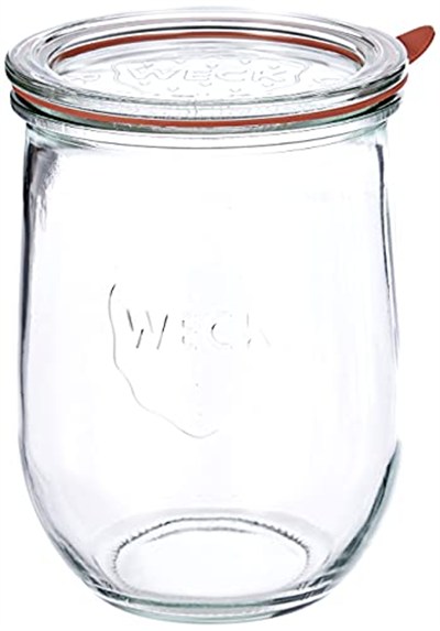 Weck Lale kavanozu, 1 litre, 6lı set KAPAK, conta kıskaçları, cam, şeffaf, 6 x