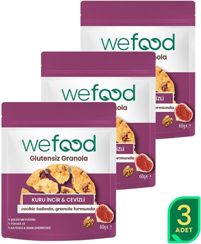 Wefood Glutensiz Granola Bites Kuru İncir & Cevizli 60 gr 5li