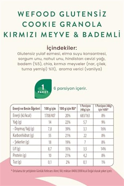 Wefood Glutensiz Granola Kırmızı Meyve & Bademli 250 gr
