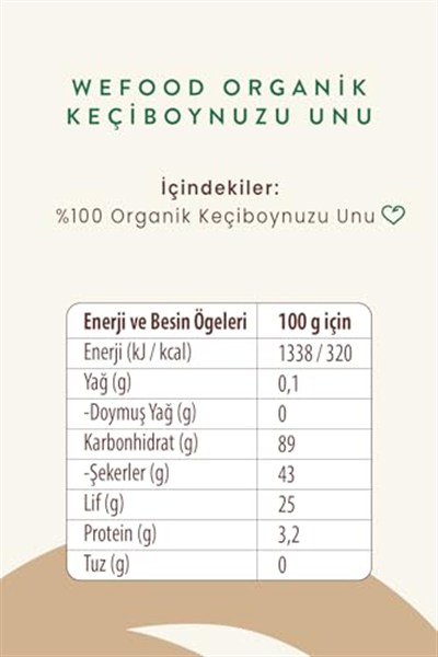 Wefood Organik Keçiboynuzu Unu 320 gr