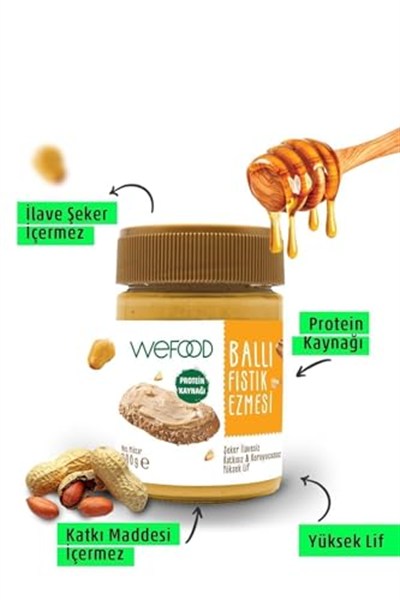 Wefood Şekersiz Ham Ballı Fıstık Ezmesi 300 gr