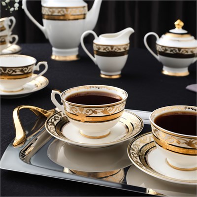Weimar Carla Of Bavaria 15 Parça 250 ml Çay Seti Siyah