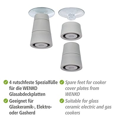 WENKO Cam kapak plakaları için ayaklar 4 adet Ersatzfüße Şeffaf