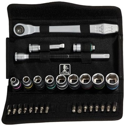 Wera 05004048001 8100 SB 8 Zyklop Metal Cırcır Seti, Değiştirme Kolu, 3/8 inç Tahrik, Metrik, 29 Parça