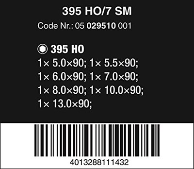 Wera Lokma Anahtar Tornavida Seti 395 HO/7 SM, 7 Parça, 05029510001