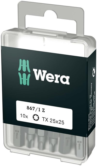 Wera Uç Çeşitleri, 867/1 TX 25 DIY, TX 25 x 25 mm (Kutu Başına 10 Uç), 05072409001
