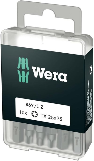 Wera Uç Çeşitleri, 867/1 TX 25 DIY, TX 25 x 25 mm (Kutu Başına 10 Uç), 05072409001
