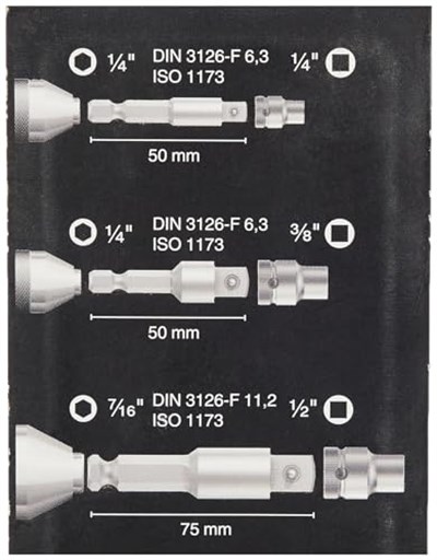 Wera Werkstatt 870/4/7 Set A SB, Alet Şaftları, Bağlantı Parçaları, 3 Parça, gri
