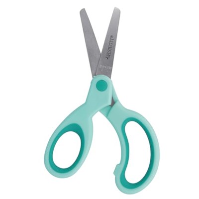 Westcott E-21586 00 Softgrip Kids Lefty çocuk makası, solaklar için, 13 cm, yuvarlak uçlu, turkuaz