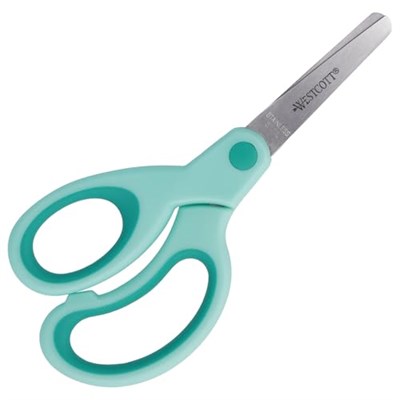 Westcott E-21586 00 Softgrip Kids Lefty çocuk makası, solaklar için, 13 cm, yuvarlak uçlu, turkuaz