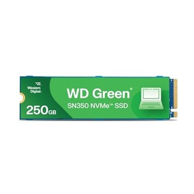 Western Digital 250GB WD Yeşil SN350 NVMe Dahili SSD Katı Hal Sürücüsü - Gen3 PCIe, M.2 2280, 2.400 MB/sye kadar - WDS250G2G0C