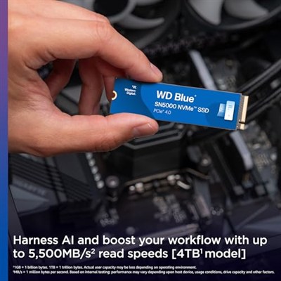 Western Digital Blue SN5000 NVMe SSD M.2 2280 1 TB (5.000 MB/snye kadar okuma 4.000 MB/snye kadar yazma) - WDS100T4B0E