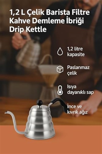 WF 1,2 L Çelik Barista Filtre Kahve Demleme ibriği Drip Kettle cin372