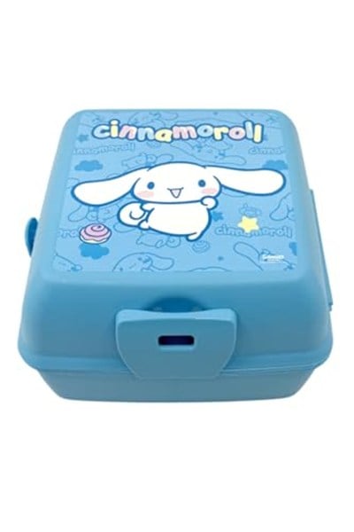 Wiggle Cinnamoroll Temalı Lisanslı 4 Bölmeli Plastik Çocuk Beslenme Kutusu - Yemek Saklama Kabı Kaşık ve Çatallı