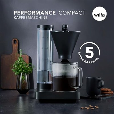 Wilfa PERFORMANCE COMPACT Filtre Kahve Makinesi - 1600W - 1L Su Tankı - Çift duvarlı filtre tutucu - Ayarlanabilir akış hızı - Sıcak tutma fonksiyonu - Damlama durdurma ve otomatik kapanma