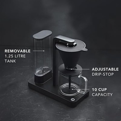 Wilfa Performance kahve makinesi – optimum kahve tadı için 1,25 litre kapasiteli gelişmiş kahve makinesi, siyah