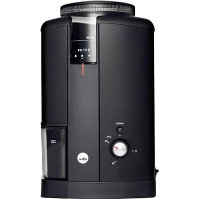 Wilfa SVART AROMA kahve değirmeni – 32 öğütme derecesi ayarı – konik değirmen – 250 g çekirdek haznesi – zamanlayıcı fonksiyonlu – 130 Watt – elektrikli kahve değirmeni (siyah)