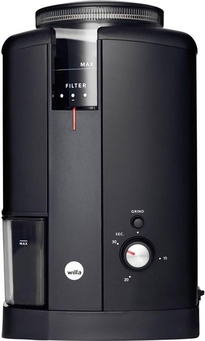 Wilfa SVART AROMA kahve değirmeni – 32 öğütme derecesi ayarı – konik değirmen – 250 g çekirdek haznesi – zamanlayıcı fonksiyonlu – 130 Watt – elektrikli kahve değirmeni (siyah)