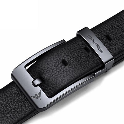 William Polo Hakiki Deri Siyah Metal Tokalı Şık Italyan Kemer 140 cm