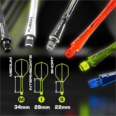 WINMAU Dart Fusion Entegre Uçuş ve Şaft Sistemi - No.2 Şekil ve Tasarım - Kısa, Orta ve Orta Boylarda Mevcuttur - Şeffaf, Kırmızı v - Seçenekler: Short (22mm), Intermediate (28mm), Medium (34mm), M...