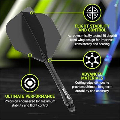WINMAU Dart Fusion Entegre Uçuş ve Şaft Sistemi - No.2 Şekil ve Tasarım - Kısa, Orta ve Orta Boylarda Mevcuttur - Şeffaf, Kırmızı v - Seçenekler: Short (22mm), Intermediate (28mm), Medium (34mm), M...
