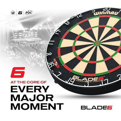 WINMAU Darts Blade 6 Professional Bristle Dartboard with Official tournament specifications | Endorsed by the PDC