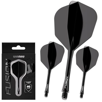 WINMAU Darts Fusion Entegre Uçuş ve Şaft Sistemi - No.6 Şekil ve Tasarım - Kısa, Orta ve Orta Seviyelerde Mevcuttur - Siyah, Sarı ve Şeffaf