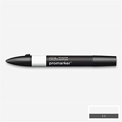 Winsor & Newton 0203380​ ProMarker profesyonel mizanpaj kalemi - 2 uç, ince ve geniş, çizimler, tasarım ve mizanpaj için - Soğuk gri 0
