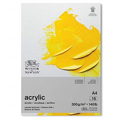 Winsor & Newton 6534005 blok akrilik kağıt - 15 yaprak tuval yapılı DIN A4, 300 g/m², asit içermez, optik açıcı içermez, akri - Seçenekler: 8.3