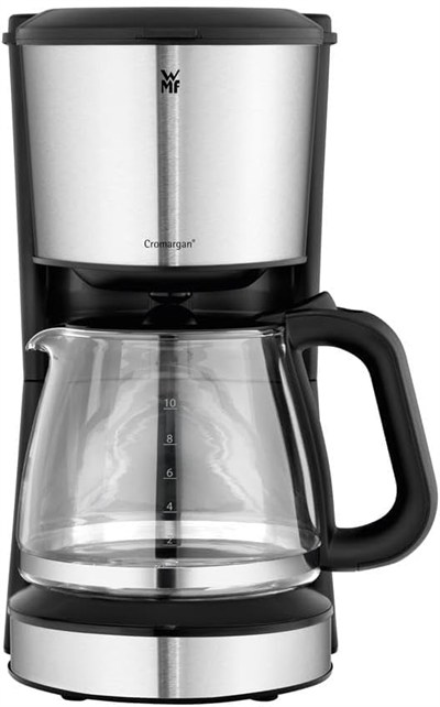 WMF Bueno filtre kahve makinesi, cam, 10 fincan, aroma cam sürahili kahve makinesi, damlama durdurucu, sıcak tutma plakası, kromargan/gümüş, 1000 W