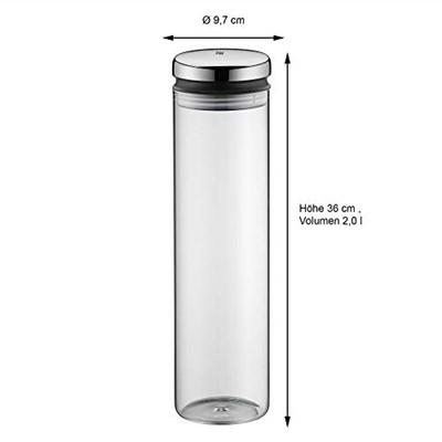 WMF Cam Saklama Kabı, 2 L, 36 cm, Kapaklı Cam Kavanoz, Geniş Dolum Ağızlı, Kahve Çekirdeği ve Müsli Saklama Kabı - Seçenekler: 1.5 L, 2 L