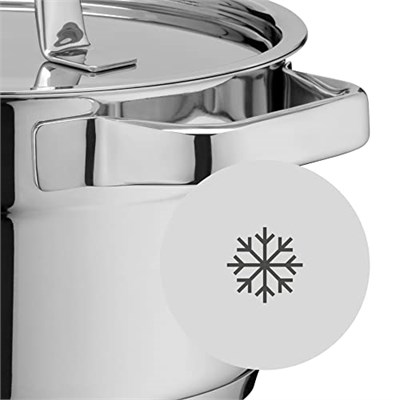 WMF Compact Cuisine 5 Parça Tencere Seti, İndüksiyon Uyumlu, Cam Kapaklı, Cromargan® Yüksek Kaliteli Parlak Paslanmaz Çelik, Kaplamasız, İç Ölçü Skalalı