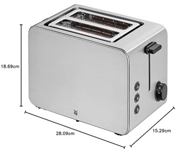 WMF Stelio Ekmek Kızartma Makinesi, 2 Dilim Kapasiteli, Çift Hazneli, Ekmek Isıtma Aparatlı, Bagel Fonksiyonlu, 7 Kızartma Seviyesi, 900 W, Mat Paslanmaz Çelik
